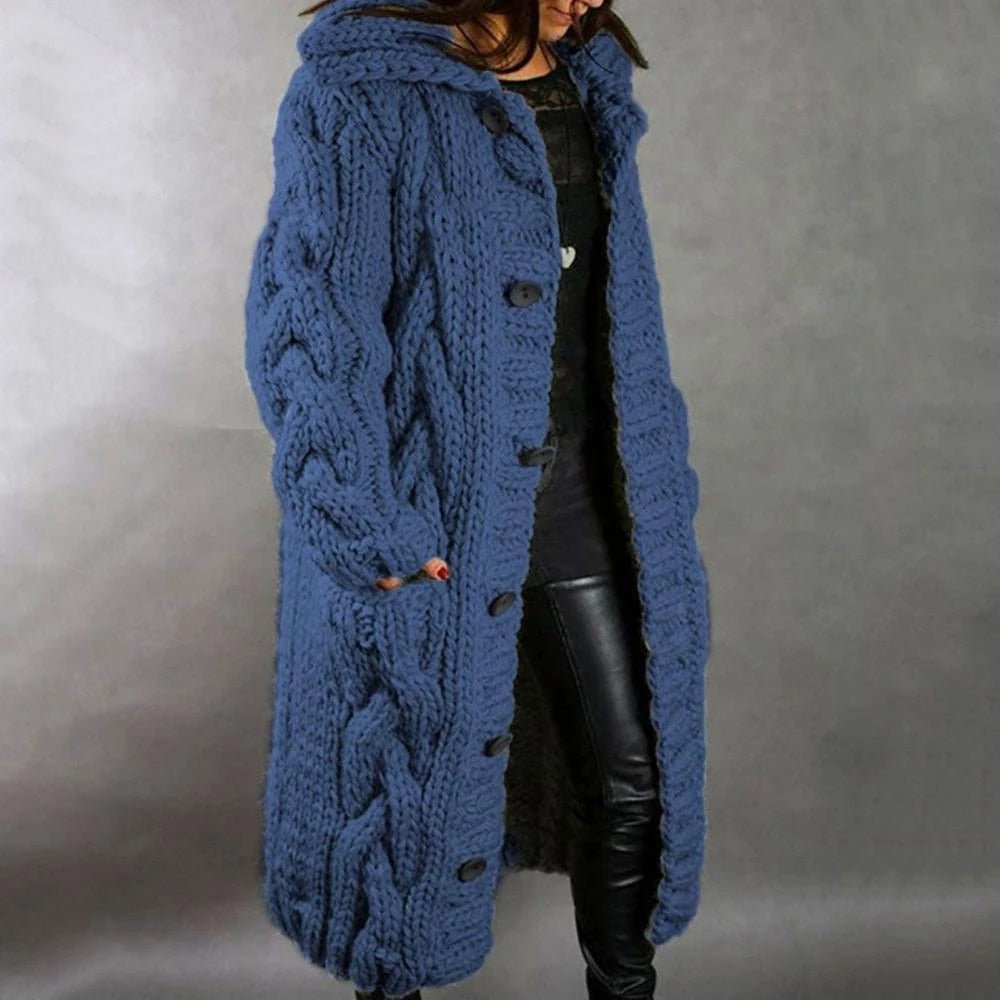 Women's Long Hooded Cardigan | Knitted