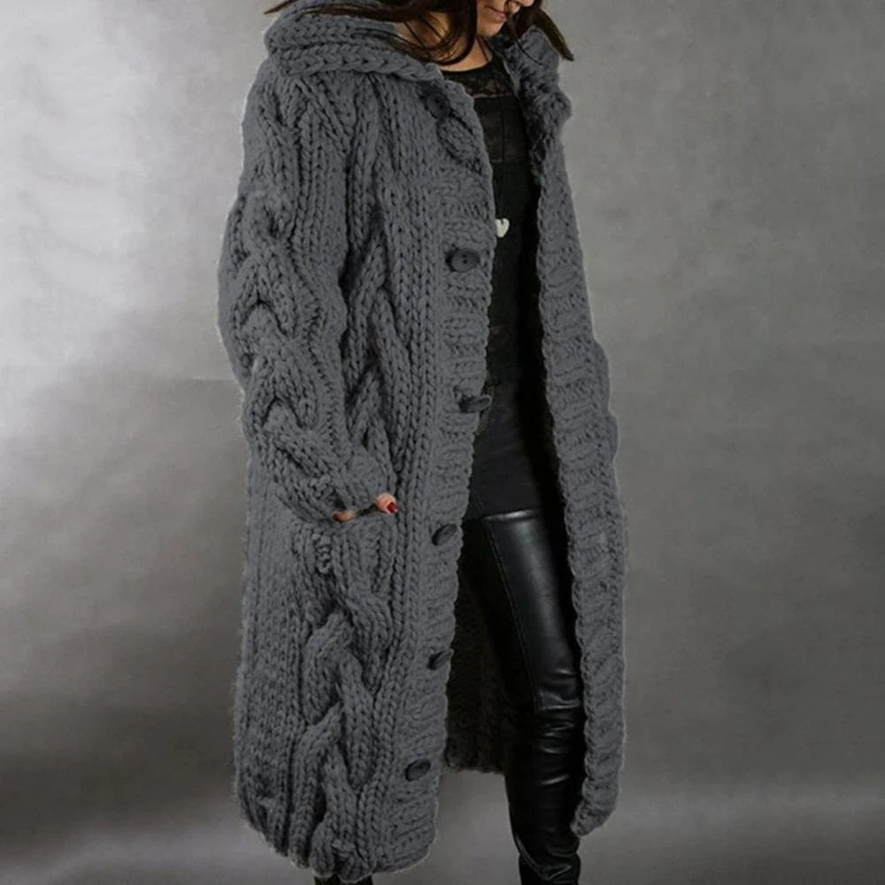 Women's Long Hooded Cardigan | Knitted