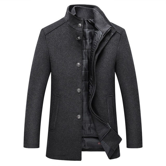 Men's Buttoned Winter Coat | Long Sleeve
