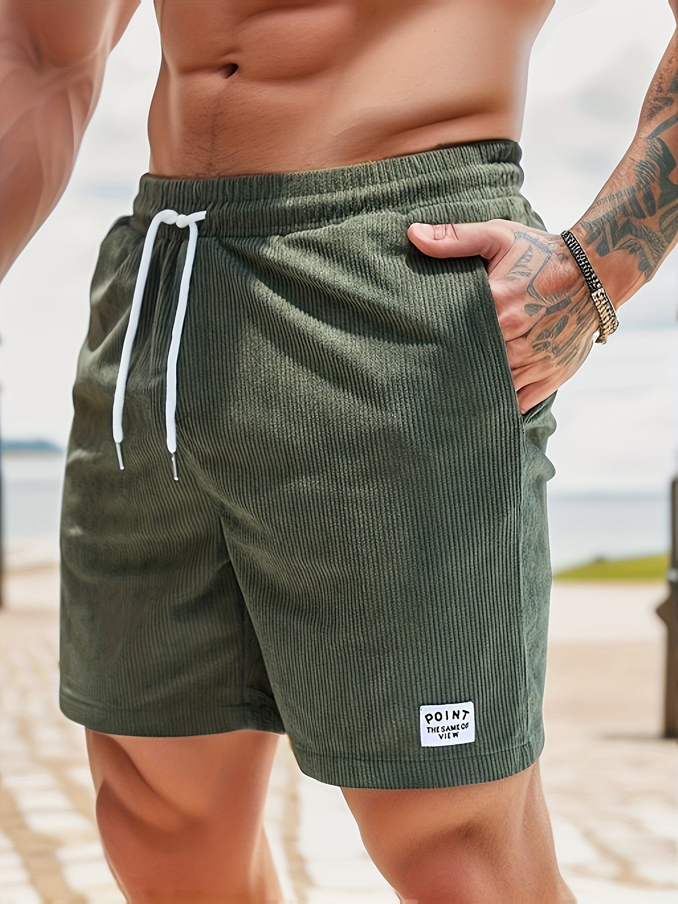 Men's Corduroy Low Waist Shorts with Drawstring | Summer