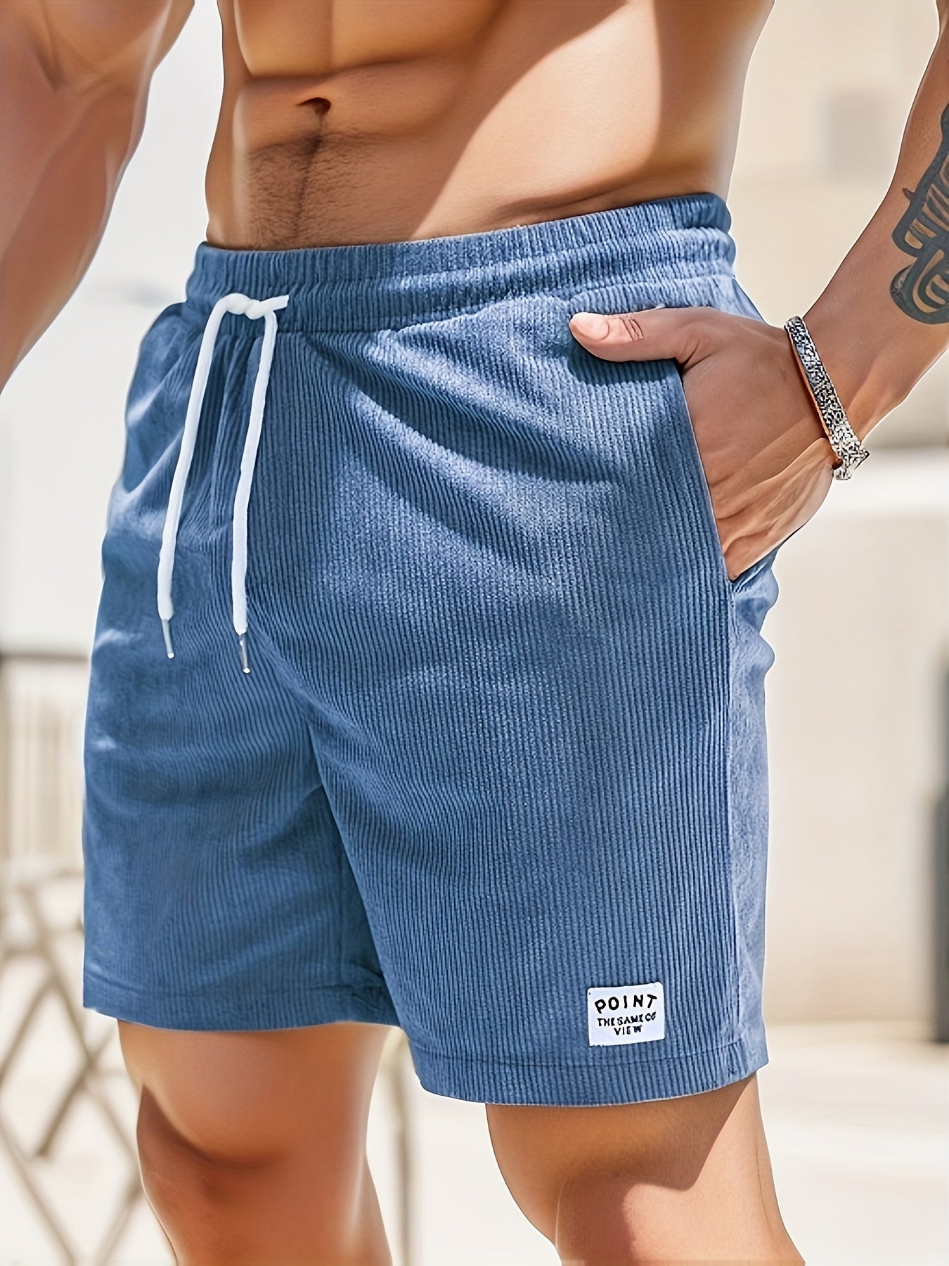 Men's Corduroy Low Waist Shorts with Drawstring | Summer