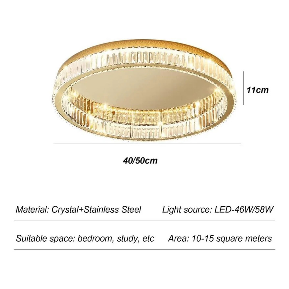 Golden Round Crystal Ceiling Lamp