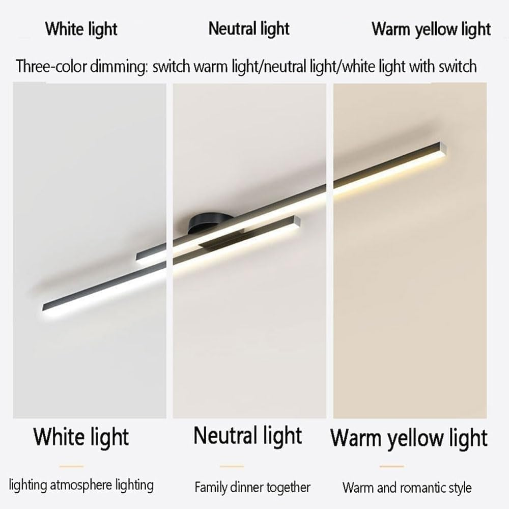 Sleek Aluminium Long Strip Semi Flush Mount LED Ceiling Light for Home Spaces