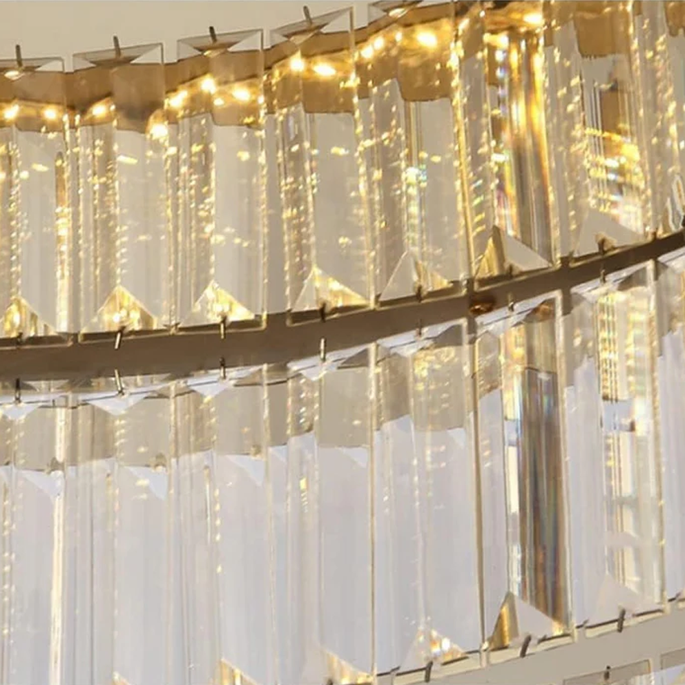 Golden Round Crystal Ceiling Lamp