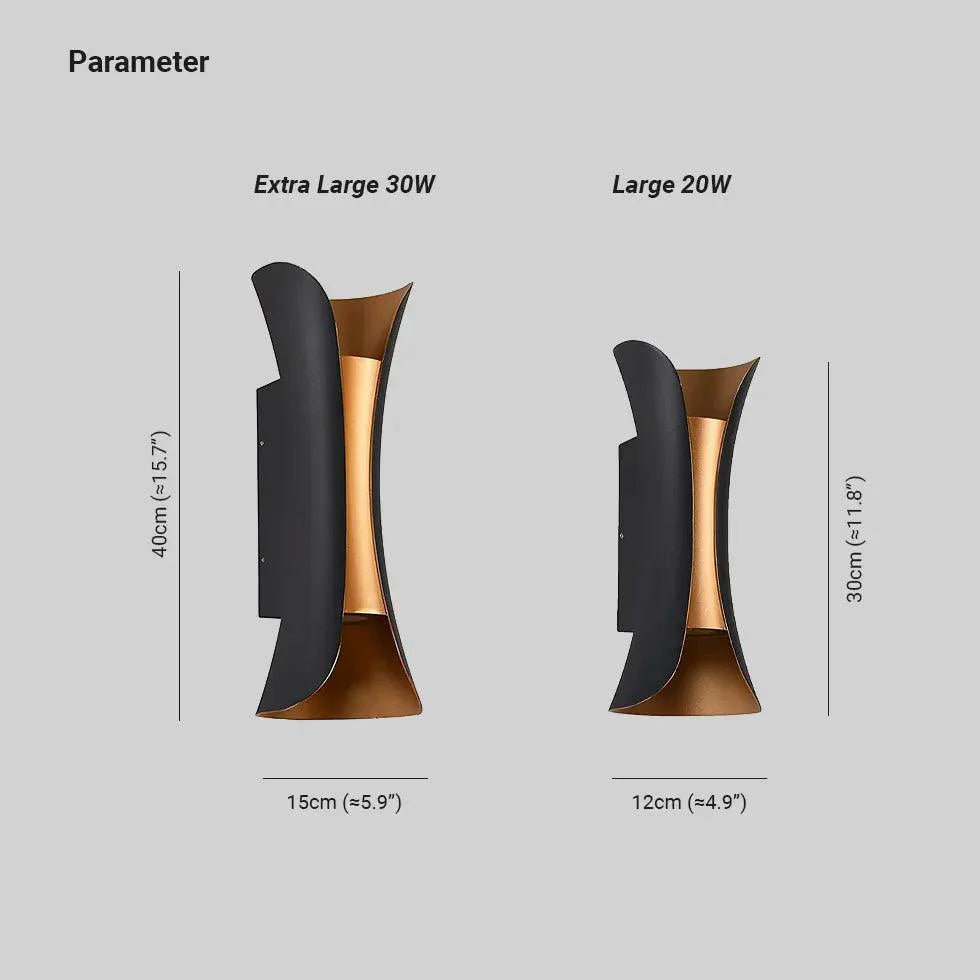 Elegant Outdoor LED Wall Lanterns in Black and Gold Finish