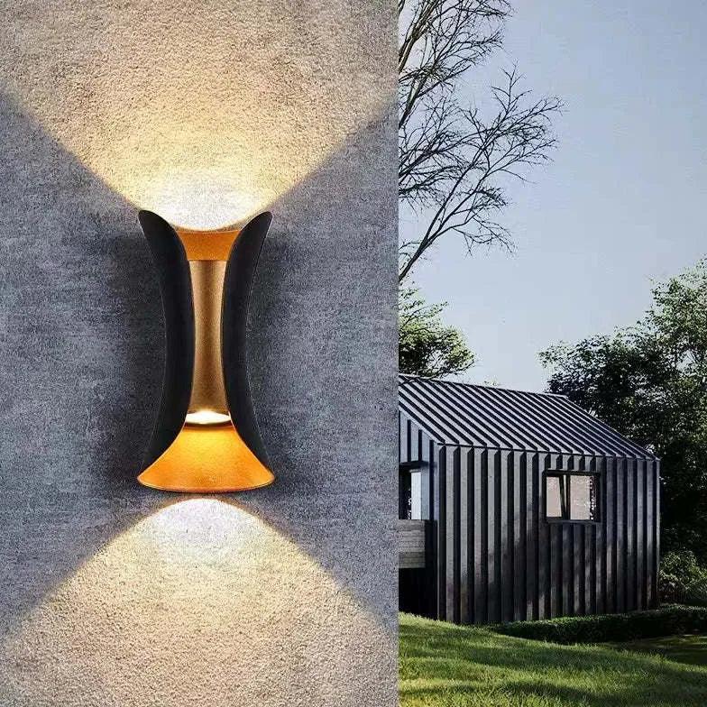 Elegant Outdoor LED Wall Lanterns in Black and Gold Finish