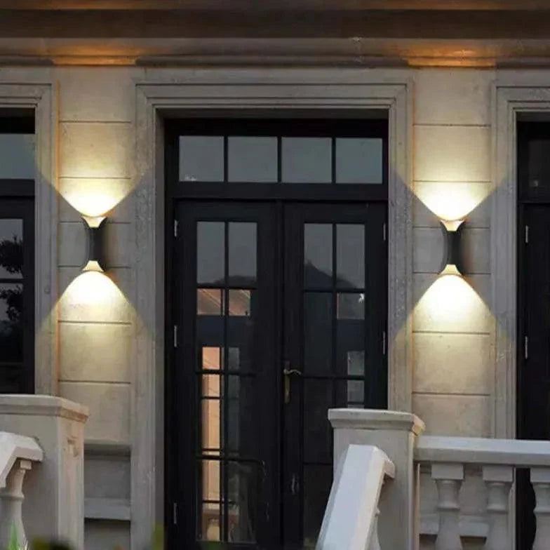 Elegant Outdoor LED Wall Lanterns in Black and Gold Finish