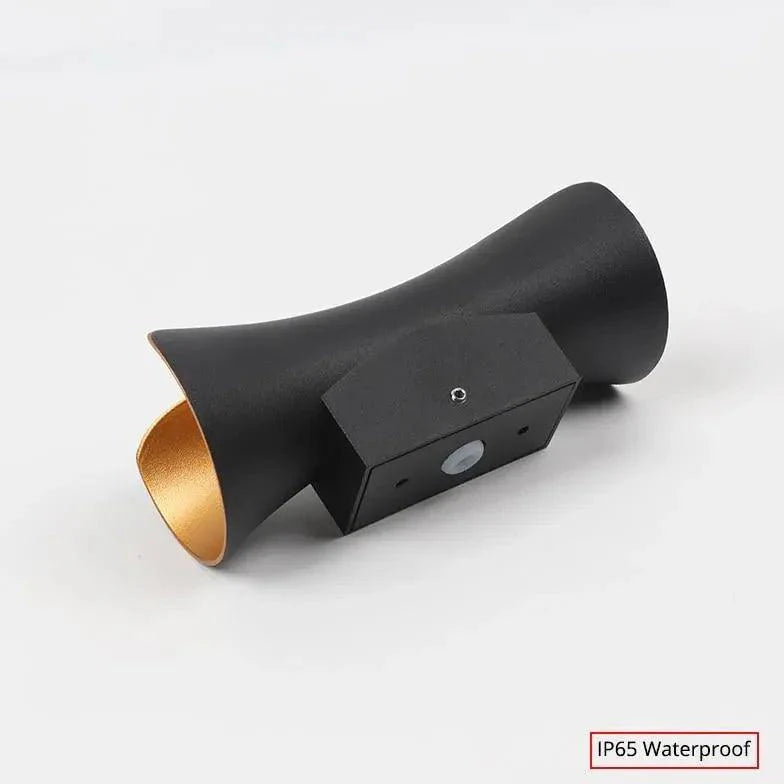 Elegant Outdoor LED Wall Lanterns in Black and Gold Finish