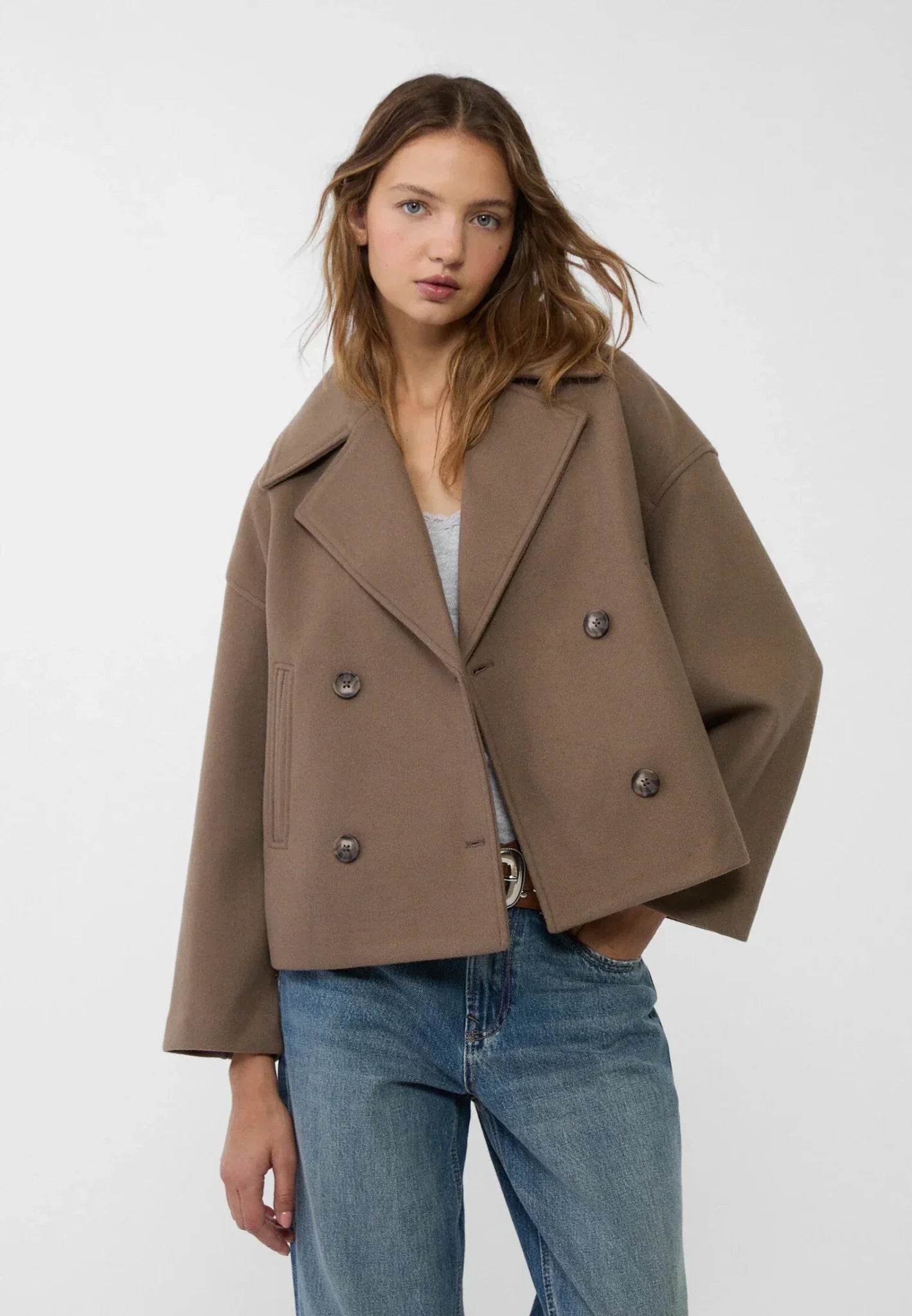 Women's Short Double Breasted Coat | Oversized
