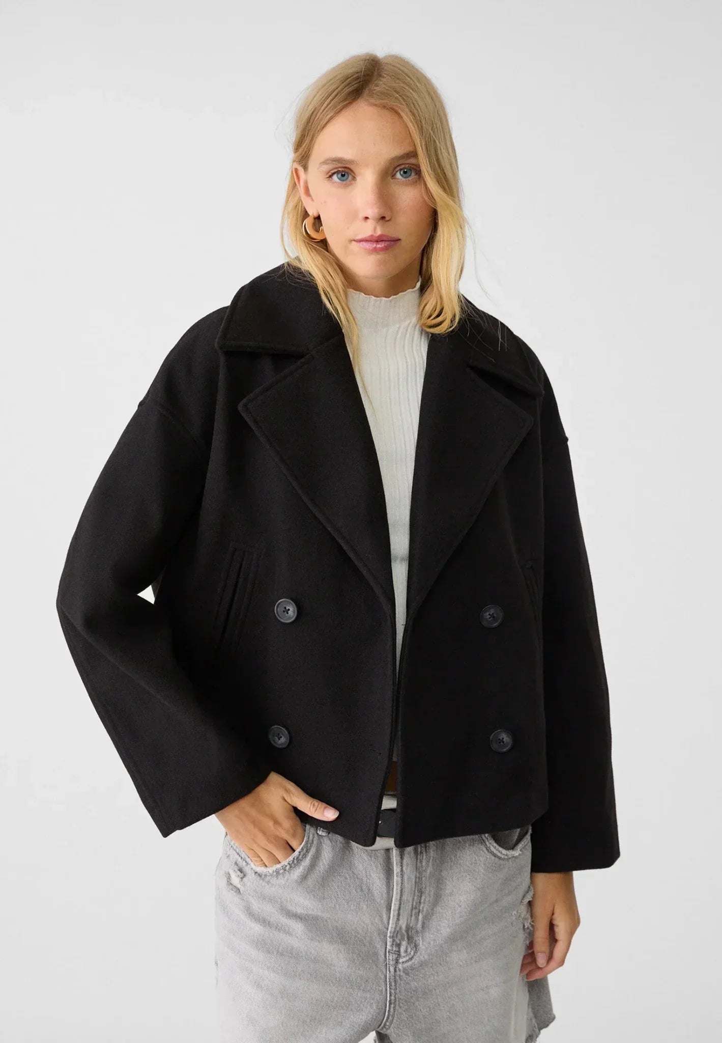 Women's Short Double Breasted Coat | Oversized