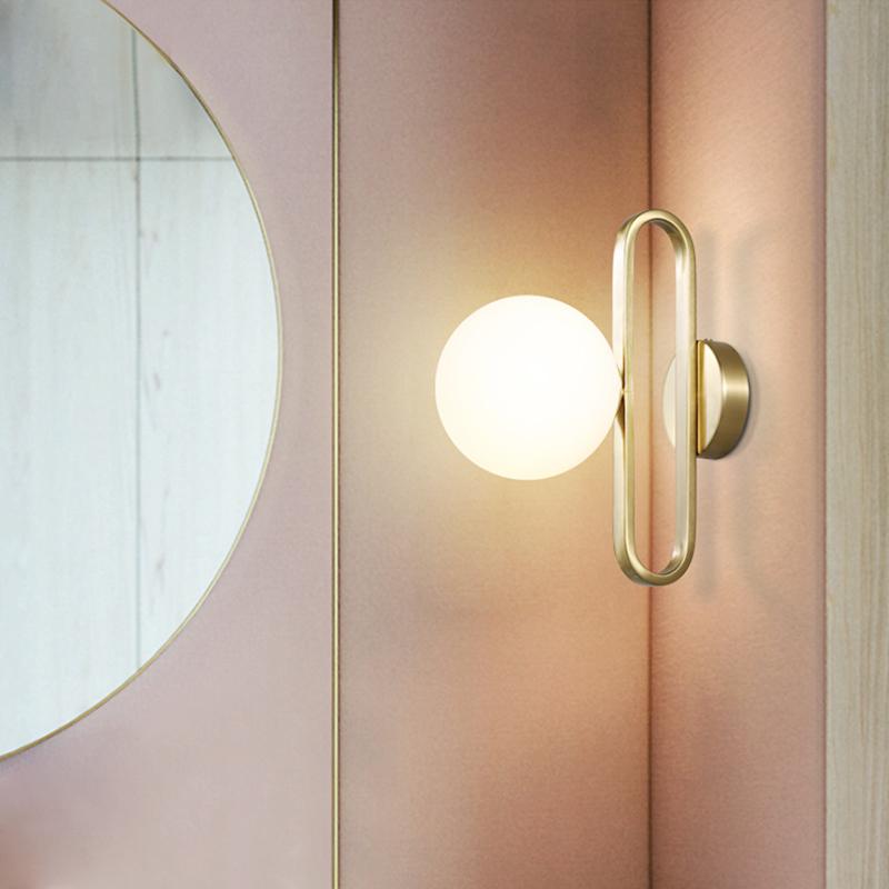 Modern Single-Bulb Glass Bowl Wall Light