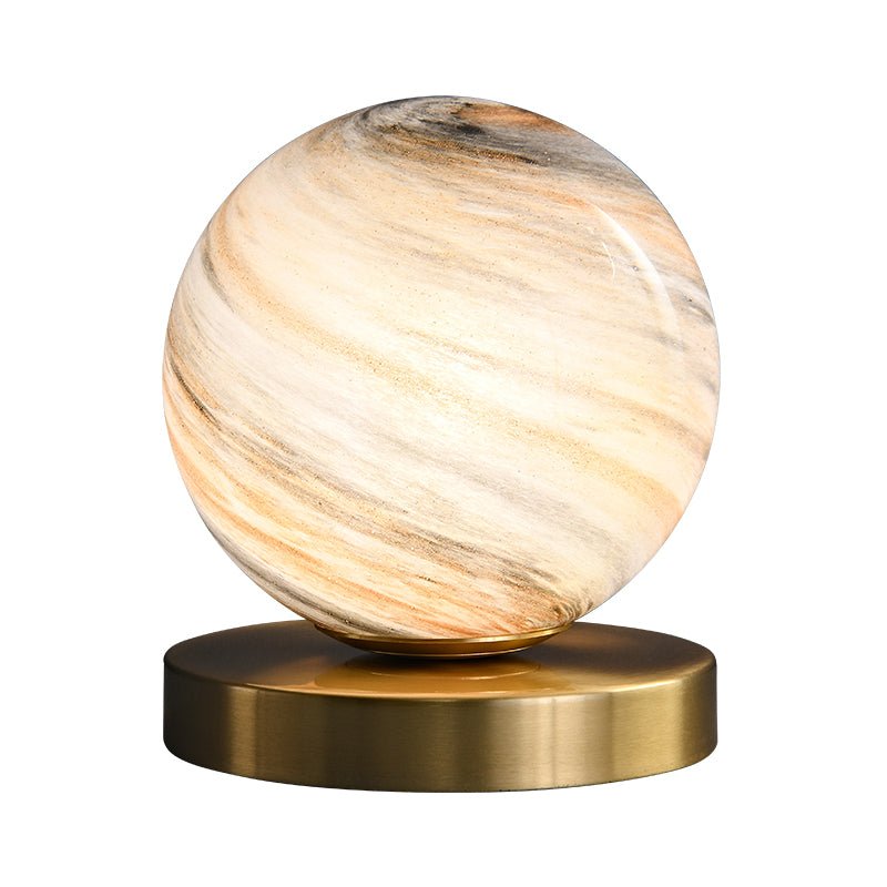 Sculpted Globe Lamp with Marble Vein Glass