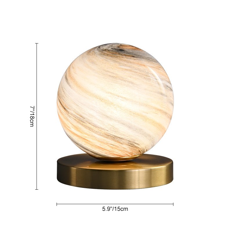 Sculpted Globe Lamp with Marble Vein Glass