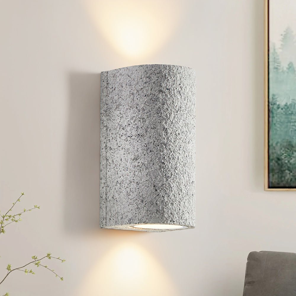 Contemporary Cylinder Design Stone Texture Wall Light