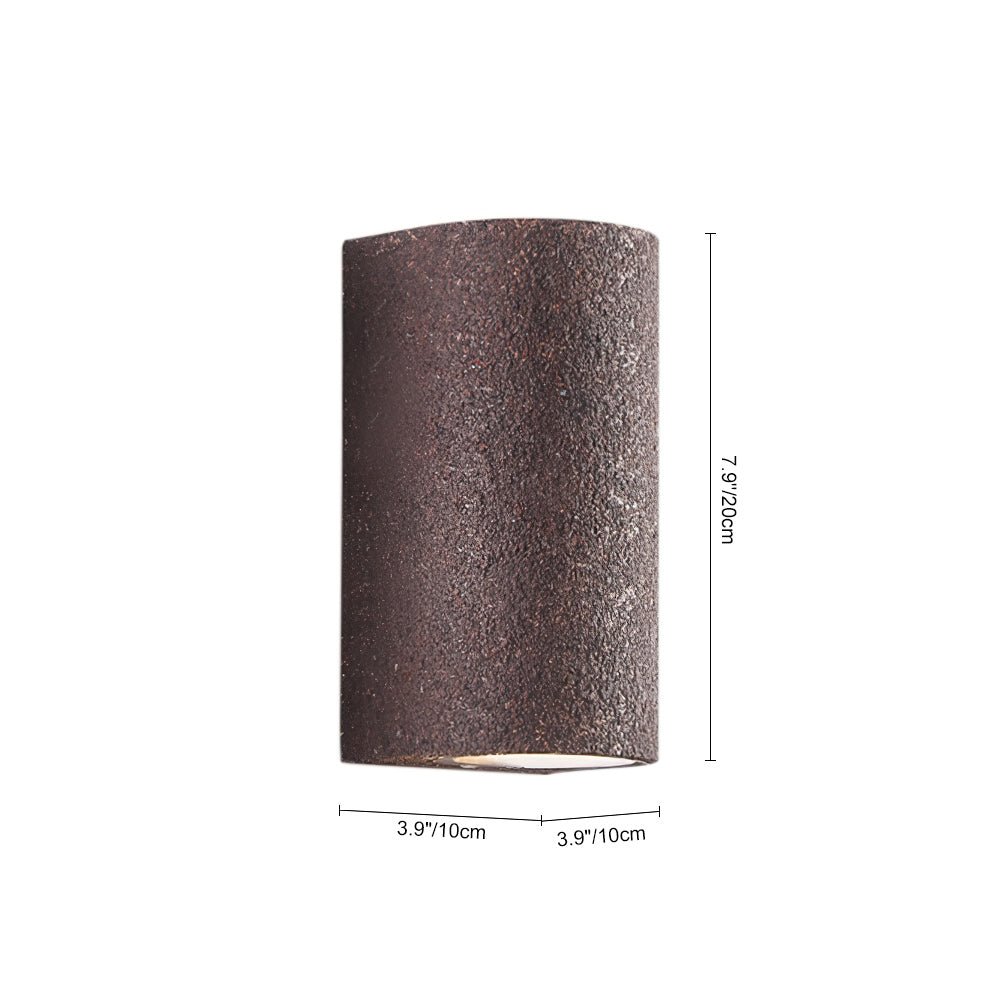 Contemporary Cylinder Design Stone Texture Wall Light