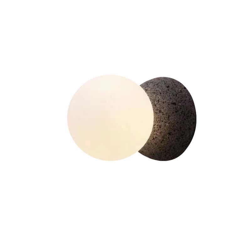 Raw Stone Wall Lamp with Soft Opal Globe