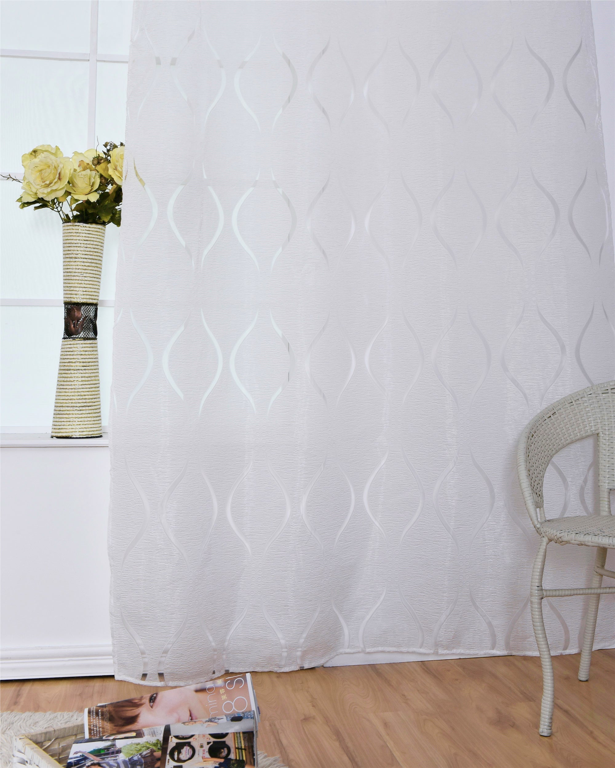 Modern Voile Curtain with Bubble Pattern – Transparent Curtain for Stylish Window Decoration