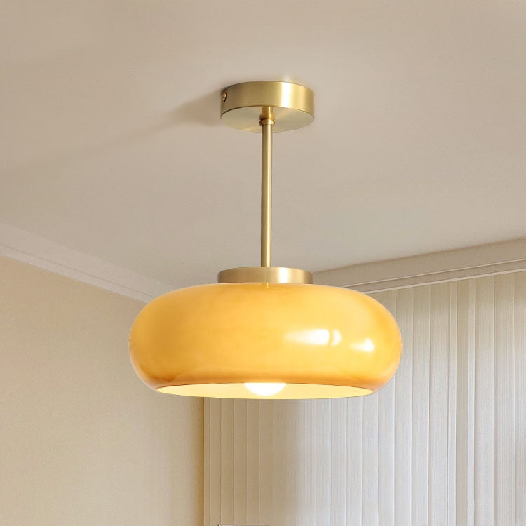 Amber Glow Round Glass Ceiling Light