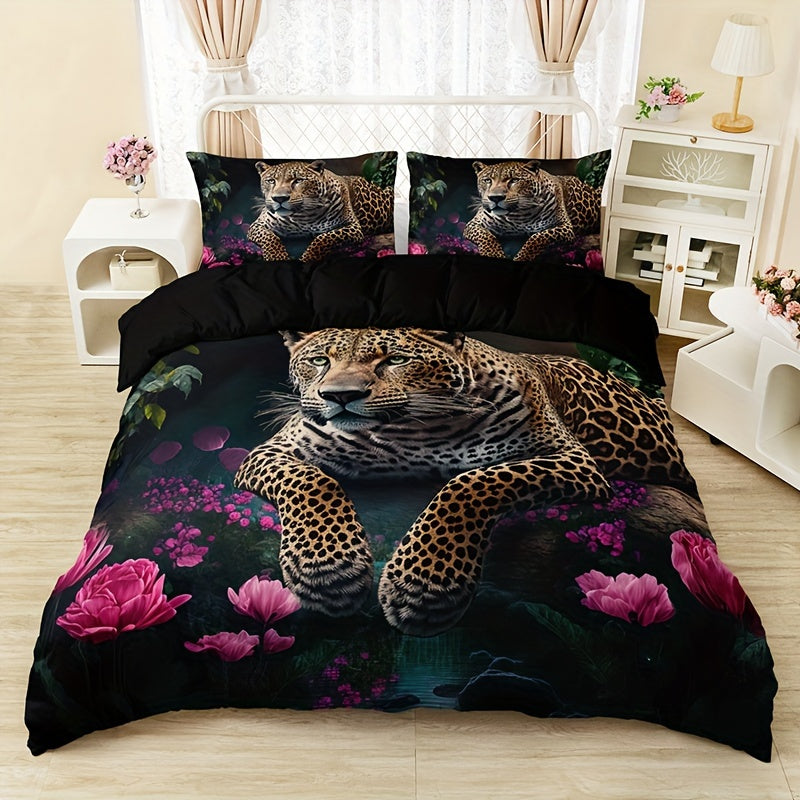 Luxurious Bedding with Leopard Print – Dark, Elegant Design for Exotic Bedroom Ambiance