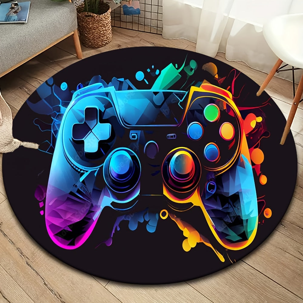 Round Rug in Gamepad Design – Perfect for Gaming Rooms & Youth Room Decor