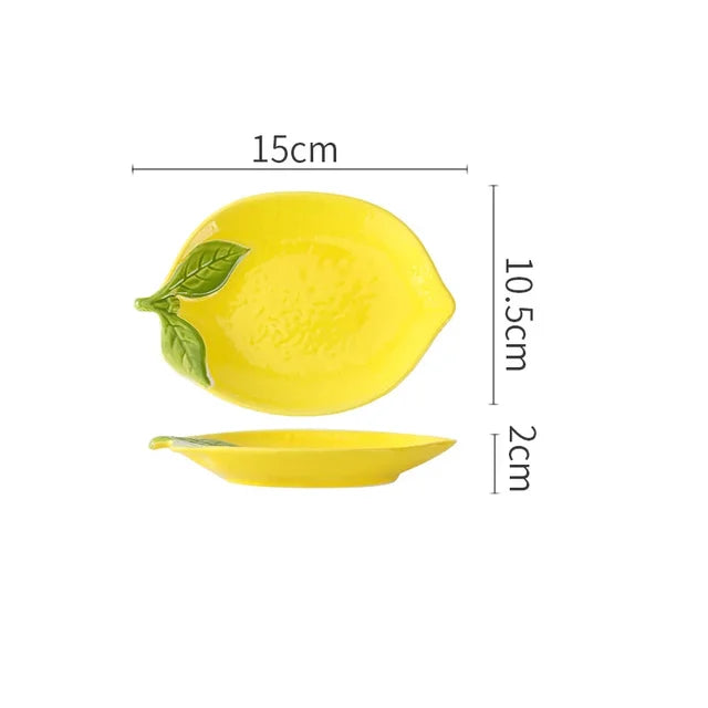 Lemon-Shaped Ceramic Dinnerware Set, Decorative Serving Bowls and Plates for the Dining Table