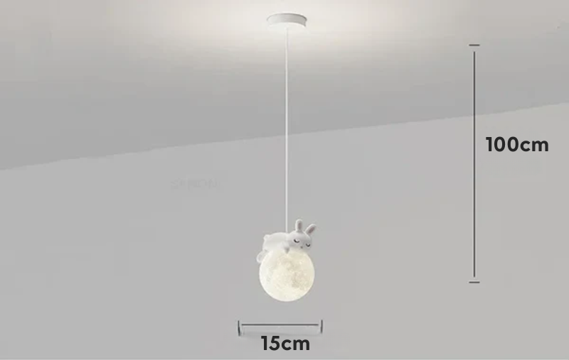 Cute Animal Pendant Lamp for Children's Room – Creative Moon Lamp with Bear Design