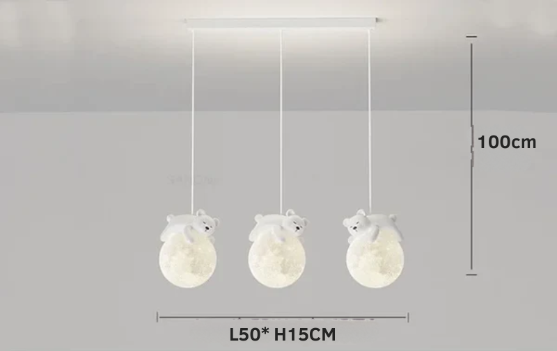 Cute Animal Pendant Lamp for Children's Room – Creative Moon Lamp with Bear Design