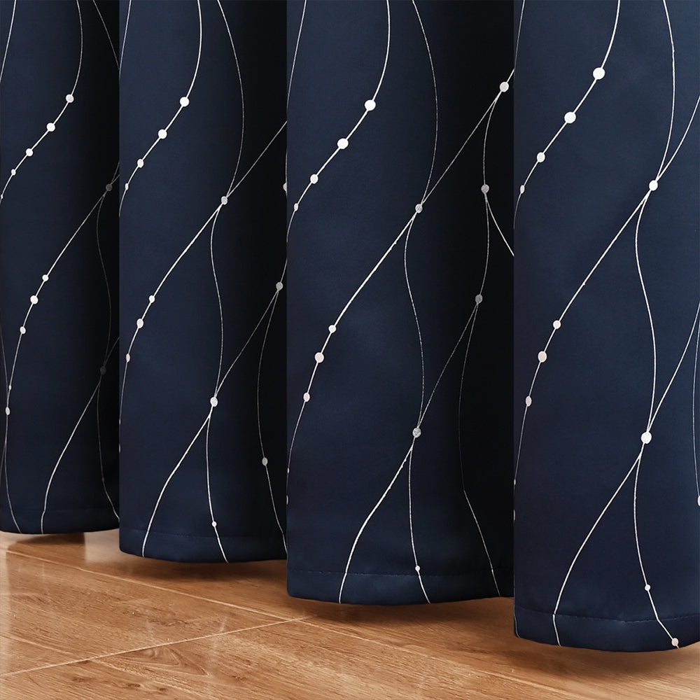 Blackout Curtain with Wave and Dot Pattern – Opaque Design for Optimal Sun Protection