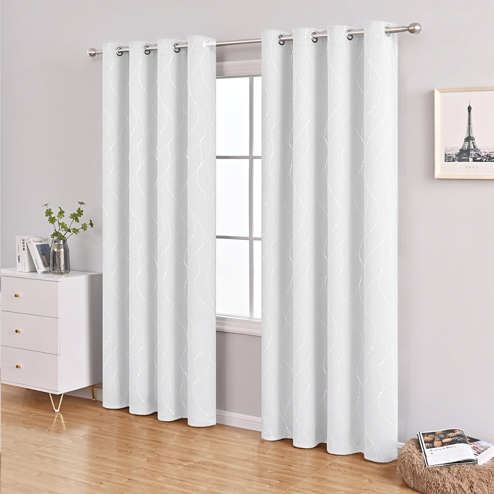 Blackout Curtain with Wave and Dot Pattern – Opaque Design for Optimal Sun Protection