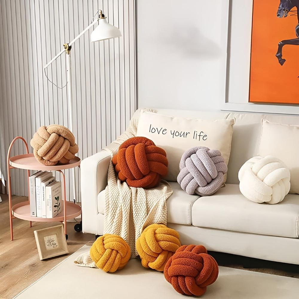 Textured Round Knotted Cushion