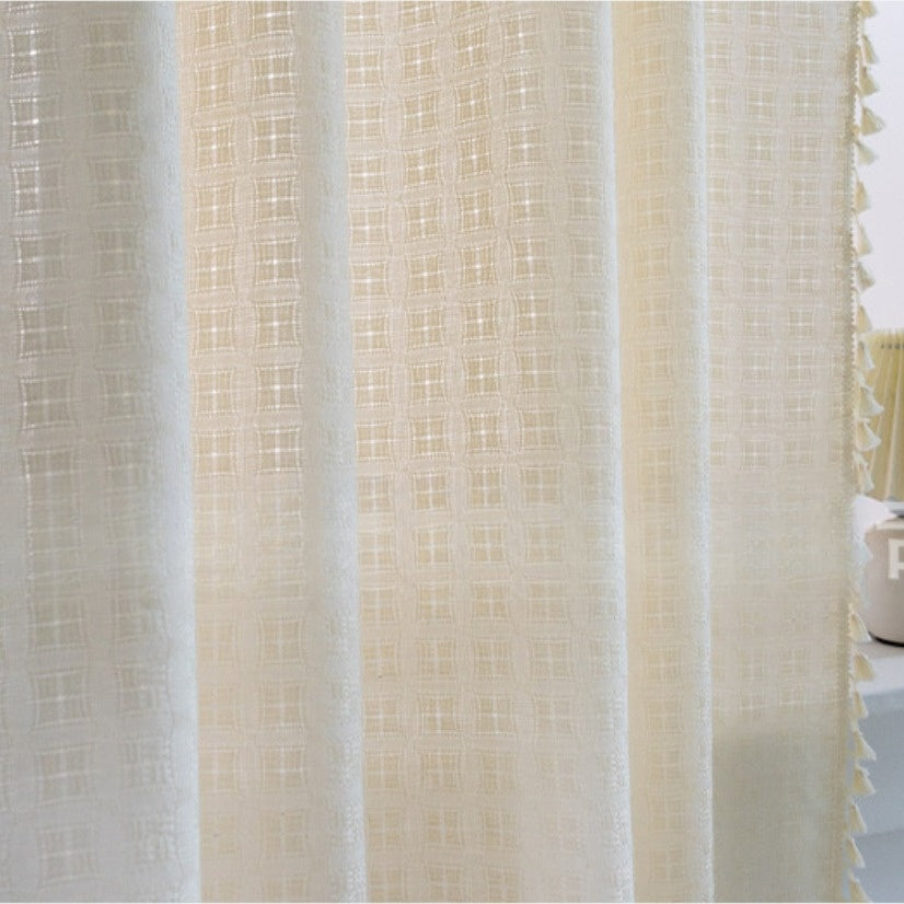 Jacquard Curtains with Fringes, Light and Elegant for Living Room