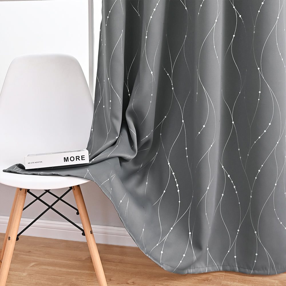 Blackout Curtain with Wave and Dot Pattern – Opaque Design for Optimal Sun Protection