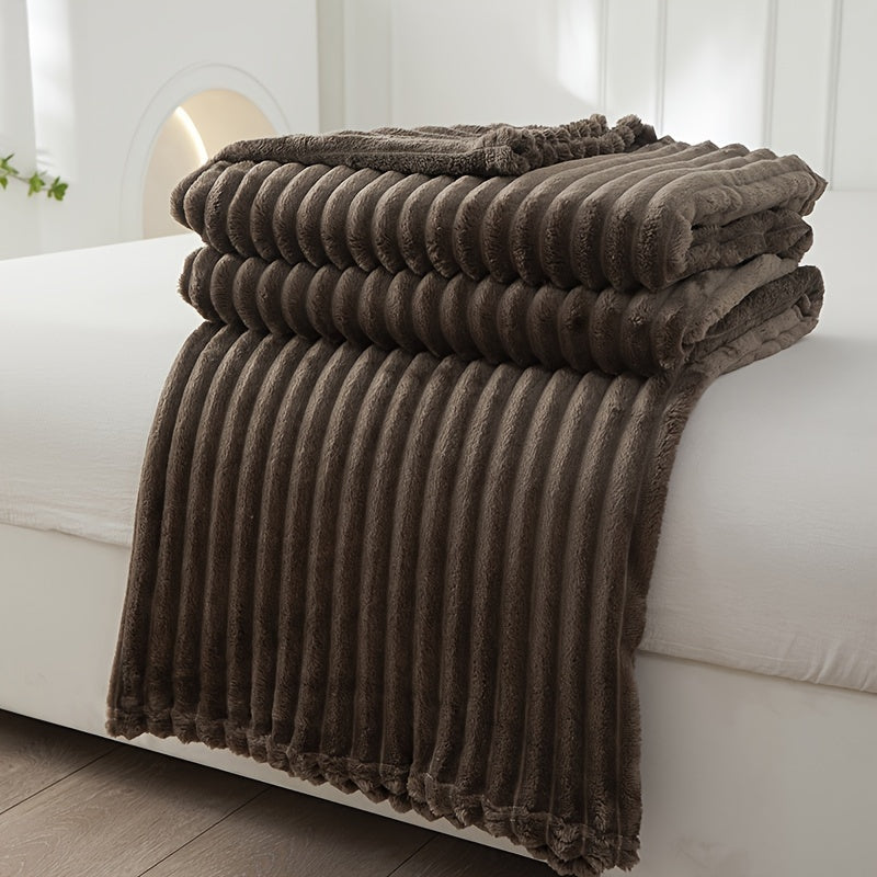 Soft Fleece Blanket with Ribbed Structure – Fluffy, Warm Blanket for Cozy Hours on Sofa & Bed