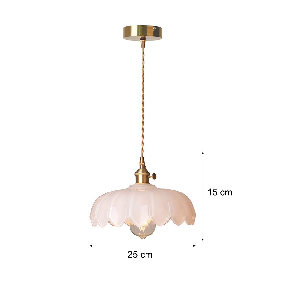 Vintage Hanging Lamp Made of Glass and Brass – Flower-Shaped Pendant Light for Dining Room and Living Room