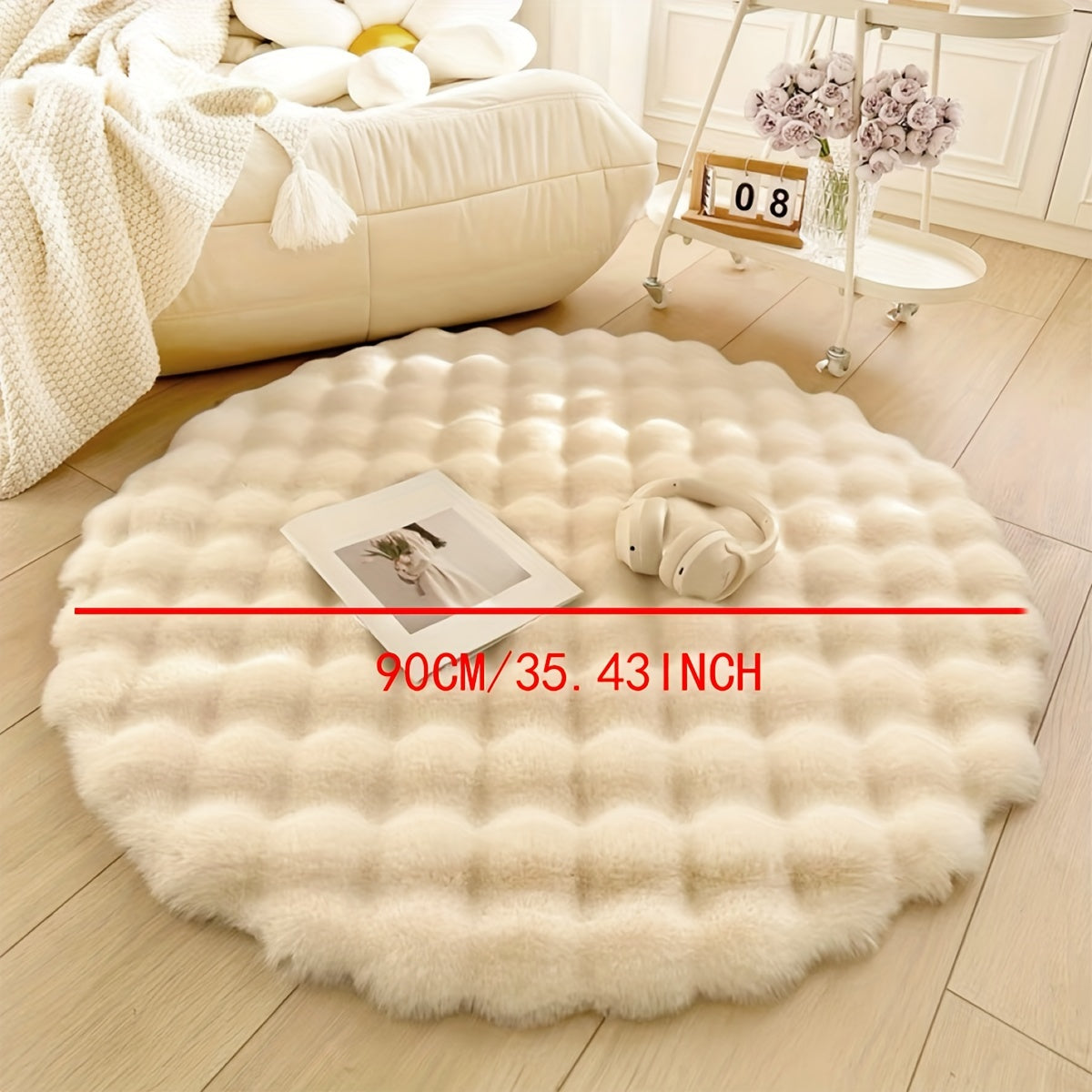 Round Fluffy Rug for Stylish Spaces – Soft Rug for Living Room & Bedroom