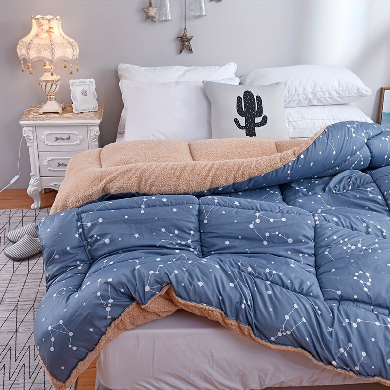 Star Pattern Blanket with Plush Lining – Soft Snuggle Blanket for Cozy Nights