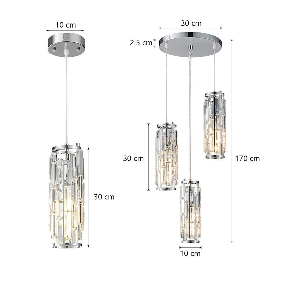 Vintage Industrial Crystal Glass Pendant Light - Iron Ceiling Light for Living Room & Dining Room in Retro Design