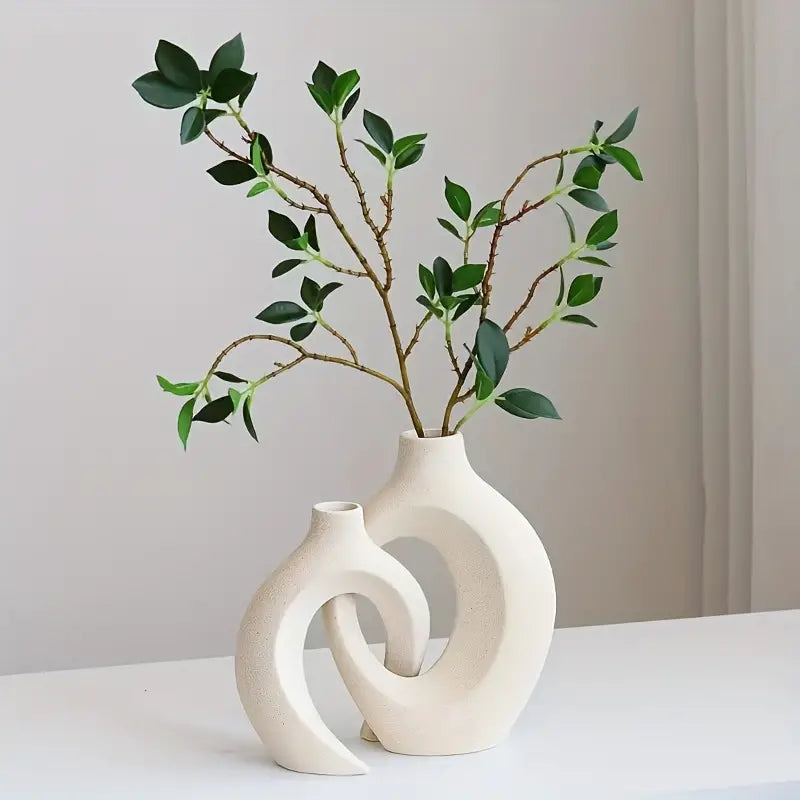 Stylish Vase in Scandinavian Design, Decorative Ceramic Vase for Minimalist Interior