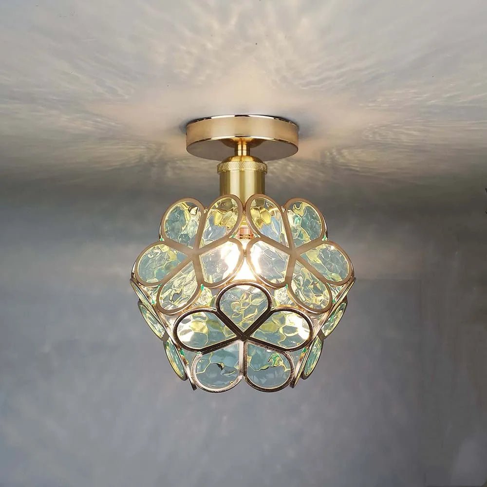 Elegant Floral Glass Flush Mount Ceiling Lamp