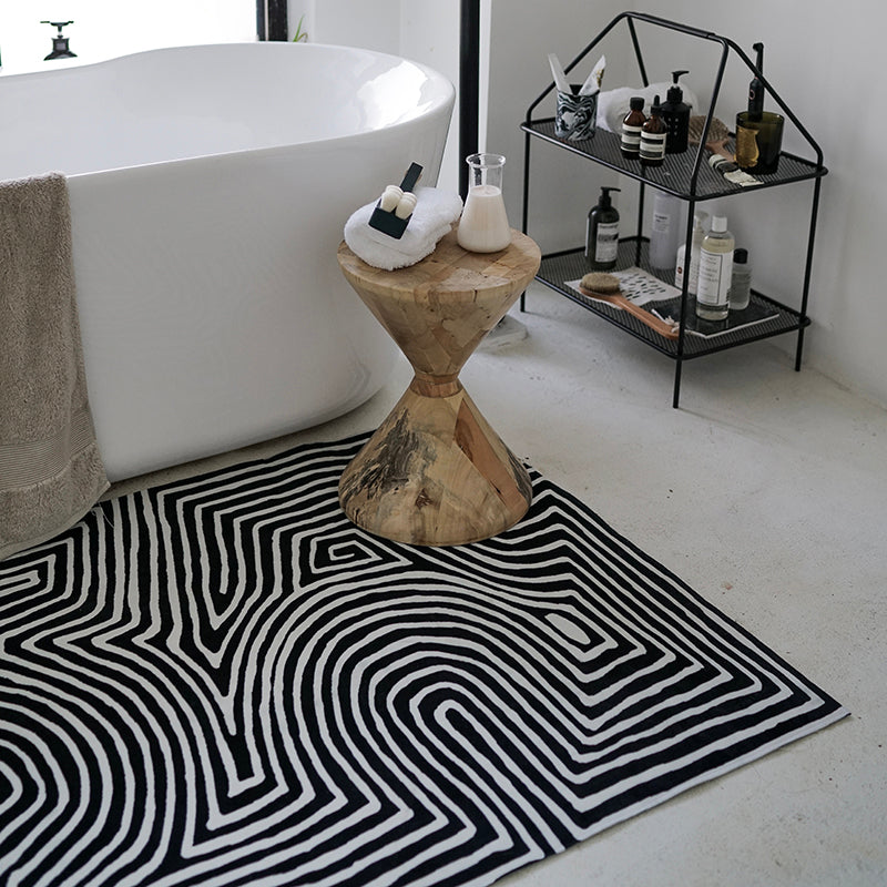 Minimalist Rug with Geometric Accent Pattern – Modern Rug for Living Room & Bedroom