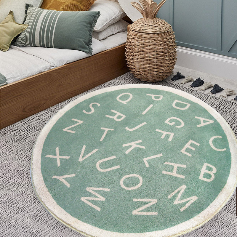 Round Children's Rug with Letter Design – Soft Play Rug for the Children's Room