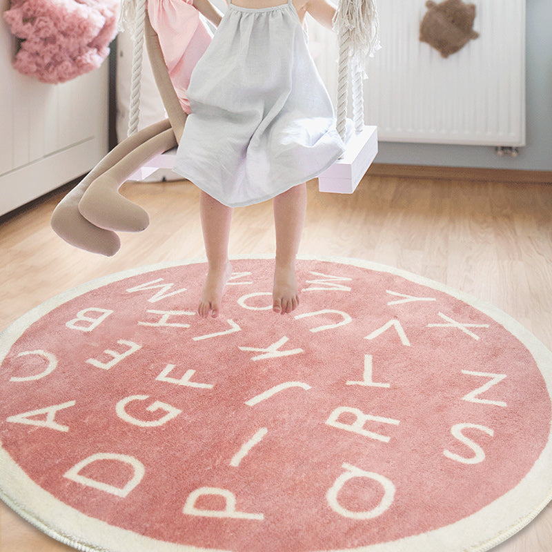 Round Children's Rug with Letter Design – Soft Play Rug for the Children's Room