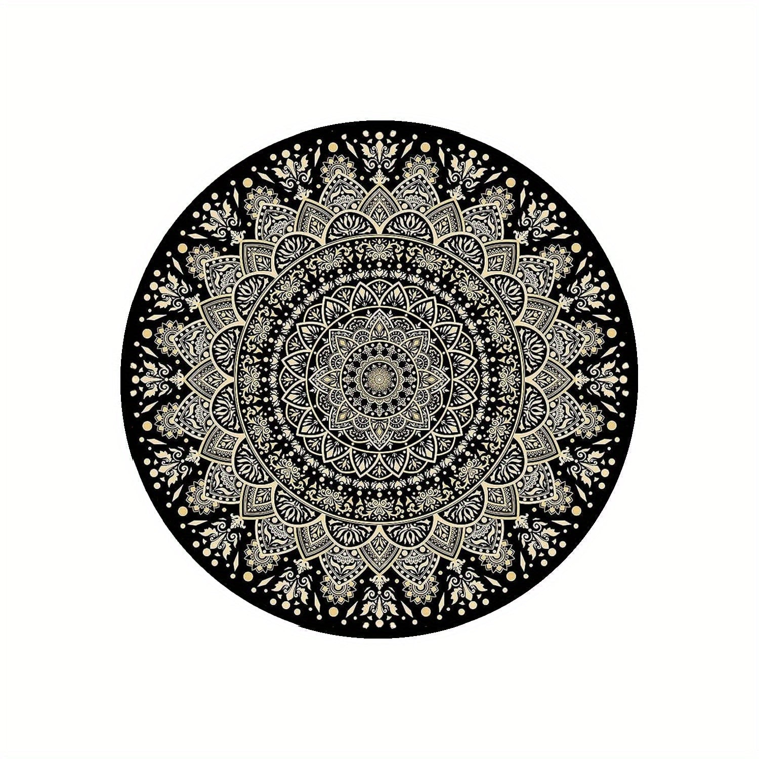 Round Mandala Rug with Non-Slip Backing – Stylish Boho Rug for Living Room & Bedroom