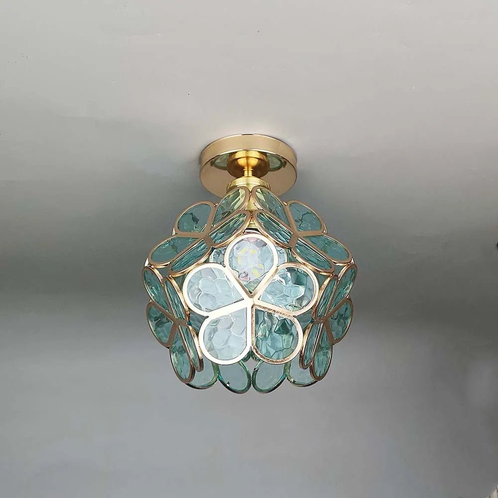 Elegant Floral Glass Flush Mount Ceiling Lamp