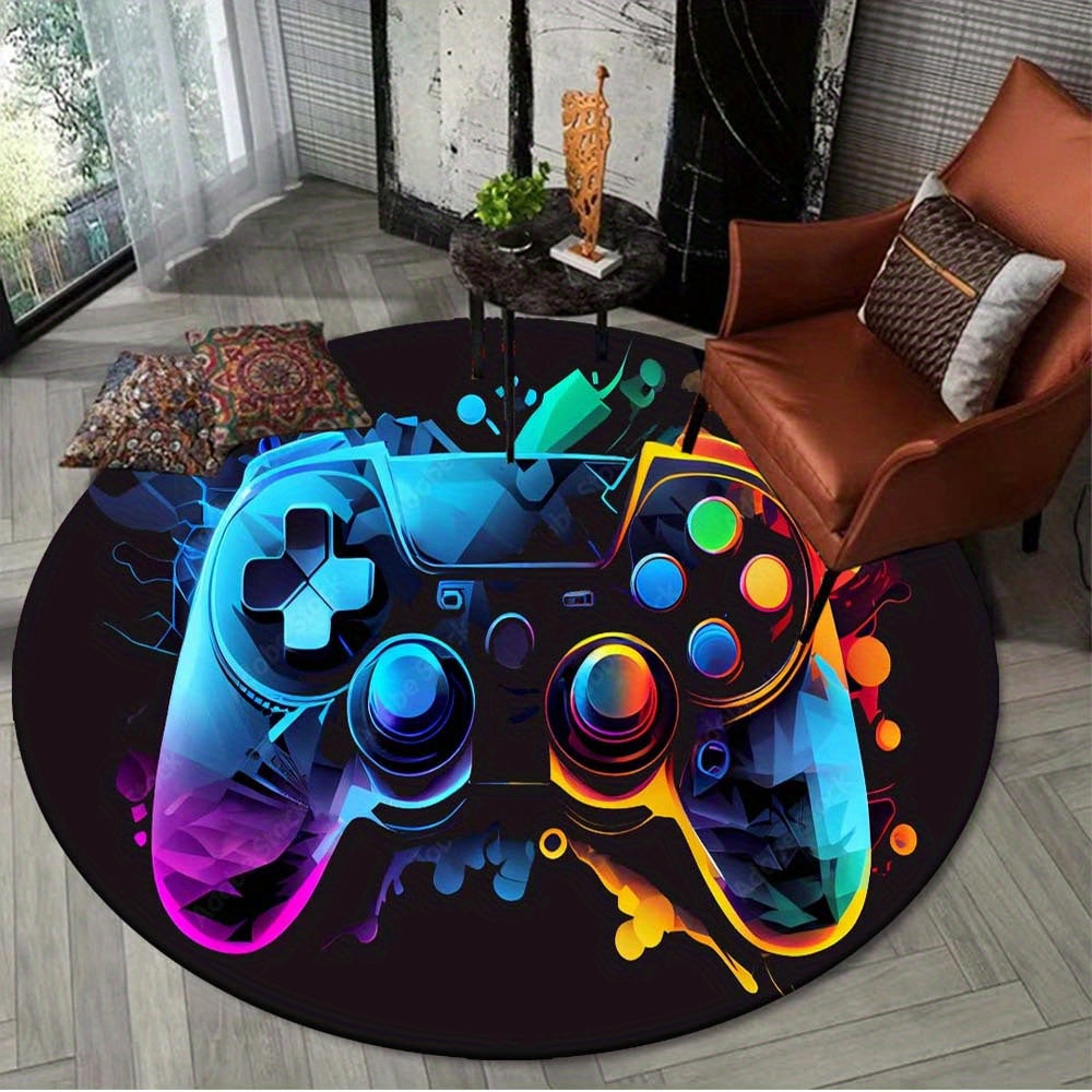 Round Rug in Gamepad Design – Perfect for Gaming Rooms & Youth Room Decor