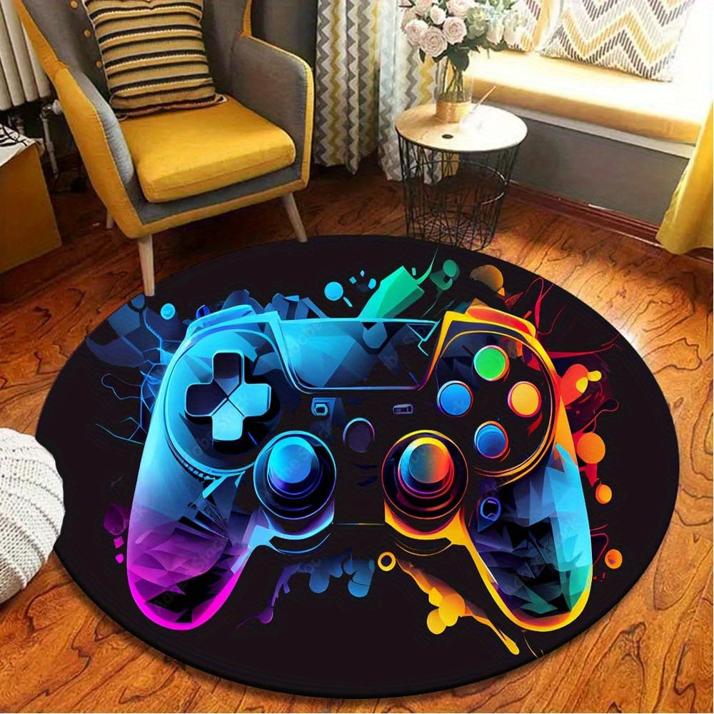 Round Rug in Gamepad Design – Perfect for Gaming Rooms & Youth Room Decor