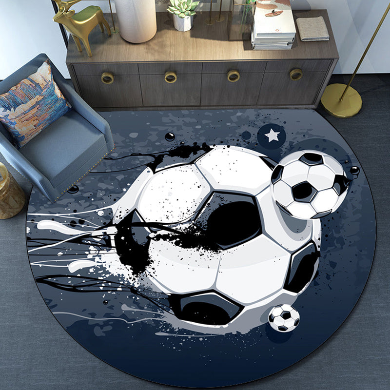 Round Football Carpet – Soft Carpet with Non-Slip Backing for Living Room & Bedroom