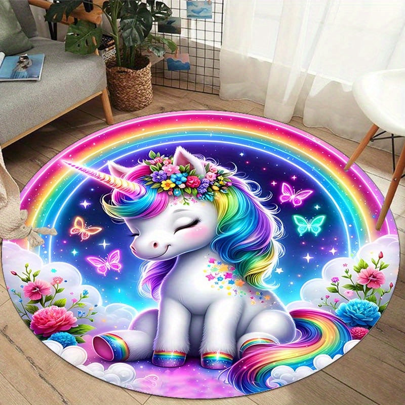 Colourful Unicorn Rug for Kids' Room – Non-Slip Rug for Fun and Comfort