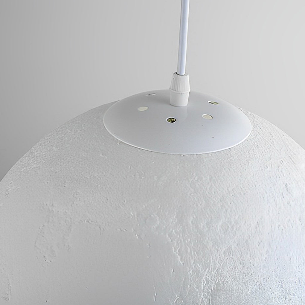 3D Round Moon Pendant Light - White Ceiling Light with Moon Design for Bedroom & Living Room