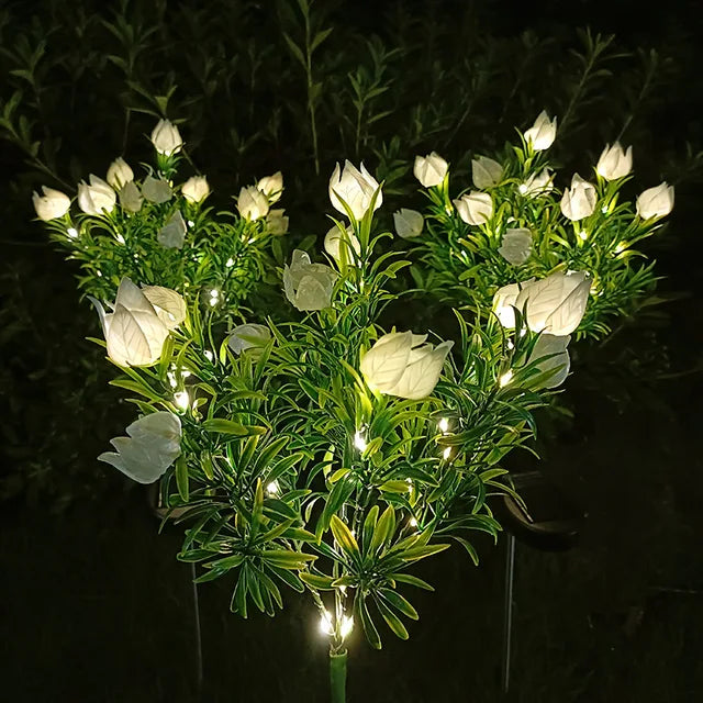 Solar-Powered LED Gardenia Lights – Outdoor Decor for Garden, Balcony and Terrace, Weatherproof